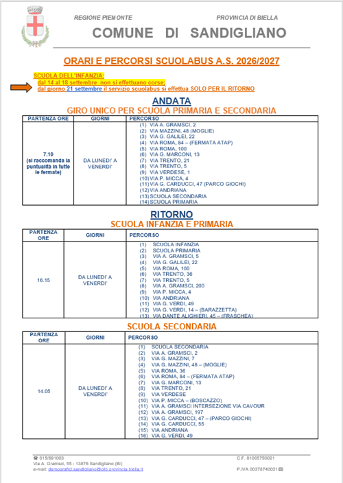 Servizio di Trasporto Scolastico